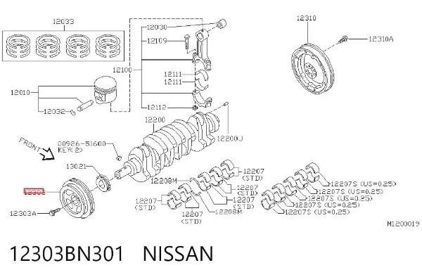 Polia de cambota 12303BN301 Nissan/Infiniti