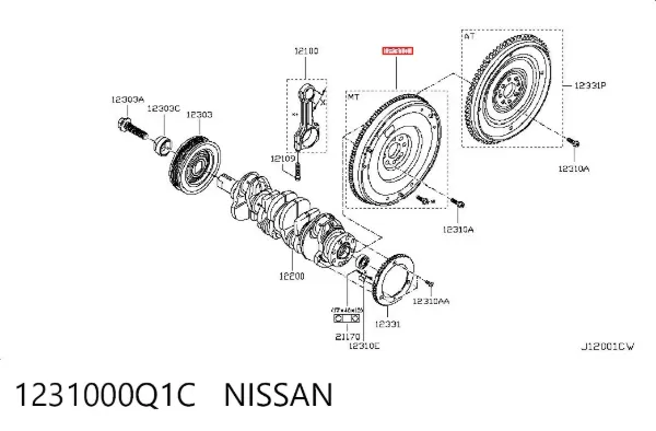 Volante de motor 1231000Q1C Nissan/Infiniti