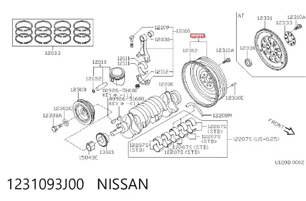 Volante de motor 1231093J00 Nissan/Infiniti