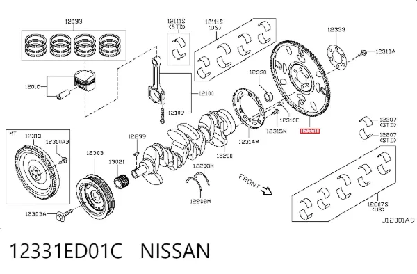 Volante de motor 12331ED01C Nissan/Infiniti