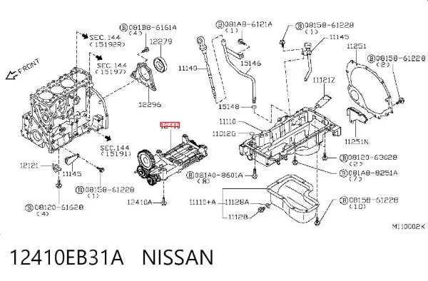 Caixa de equilibração do mecanismo 12410EB31A Nissan/Infiniti