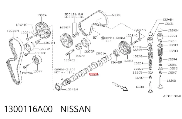 Árvore distribuidora de motor Nissan Sunny II