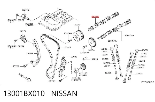 Árvore distribuidora de motor de admissão 13001BX010 Nissan/Infiniti