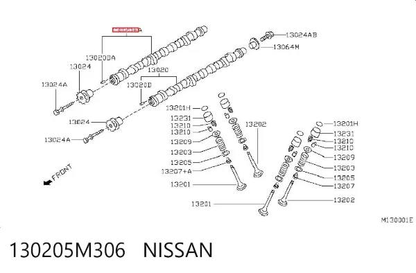 Árvore distribuidora de motor de admissão 130205M306 Nissan/Infiniti