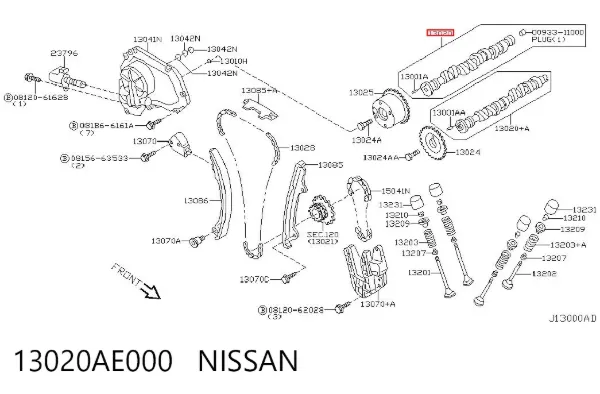 Árvore distribuidora de motor de admissão Nissan Primera P12