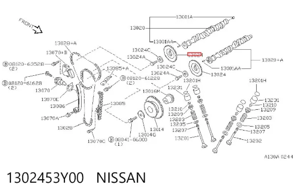 Engrenagem de cadeia da roda dentada da árvore distribuidora de motor 1302453Y00 Nissan/Infiniti