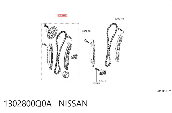 Cadeia do mecanismo de distribuição de gás, kit 1302800Q0A Nissan/Infiniti