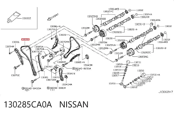 Cadeia do mecanismo de distribuição de gás 130285CA0A Nissan/Infiniti