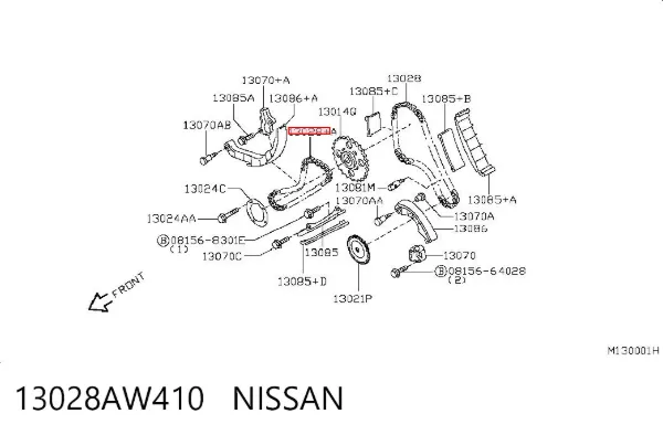 Cadeia do mecanismo de distribuição de gás 13028AW410 Nissan/Infiniti