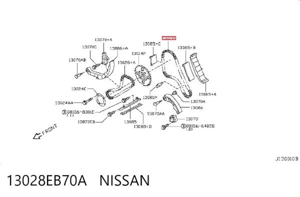 Cadeia esquerda do mecanismo de distribuição de gás 13028EB70A Nissan/Infiniti