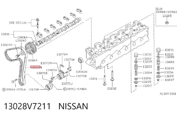 Correia do mecanismo de distribuição de gás 13028V7211 Nissan/Infiniti