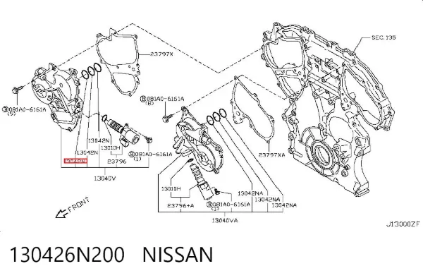Vedação dianteira da árvore distribuidora de motor 130426N200 Nissan/Infiniti