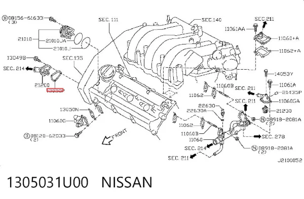 Vedante de termostato 1305031U00 Nissan/Infiniti