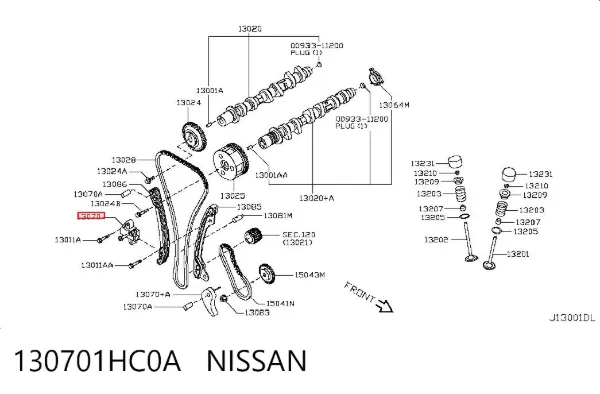 Reguladora de tensão da cadeia do mecanismo de distribuição de gás 130701HC0A Nissan/Infiniti