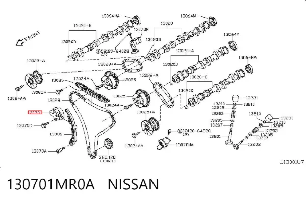 Reguladora de tensão da cadeia do mecanismo de distribuição de gás 130701MR0A Nissan/Infiniti