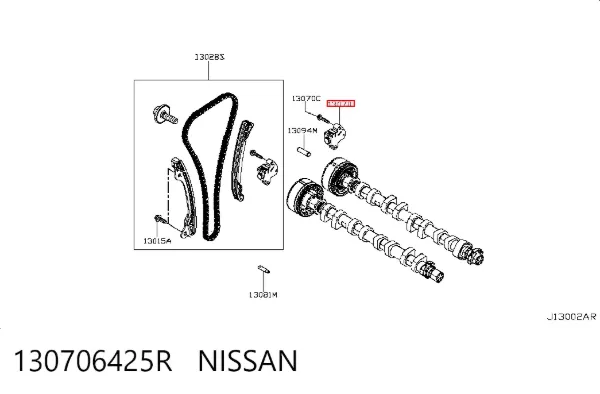 Reguladora de tensão da cadeia do mecanismo de distribuição de gás 130706425R Nissan/Infiniti