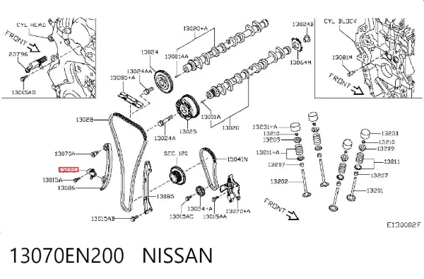 Reguladora de tensão da cadeia do mecanismo de distribuição de gás 13070EN200 Nissan/Infiniti