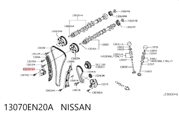Reguladora de tensão da cadeia do mecanismo de distribuição de gás 13070EN20A Nissan/Infiniti