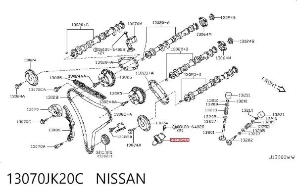 Reguladora de tensão esquerda da cadeia do mecanismo de distribuição de gás da árvore de cames 13070JK20C Nissan/Infiniti