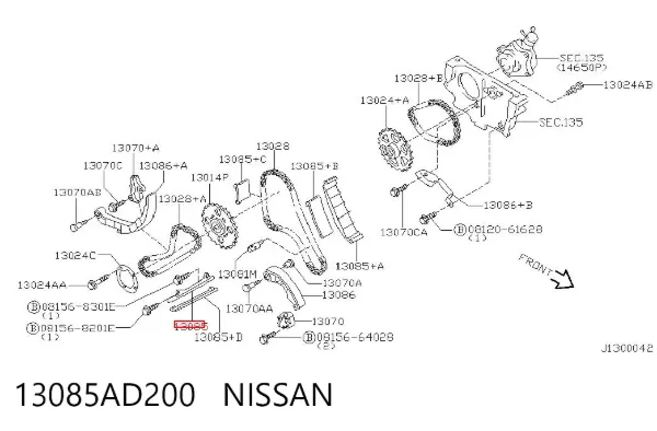 Amortecedor de cadeia do mecanismo de distribuição de gás, superior CBC Nissan Almera II