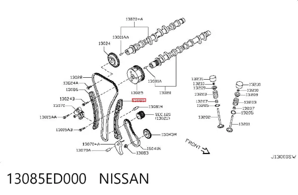 Amortecedor de cadeia do mecanismo de distribuição de gás 13085ED000 Nissan/Infiniti