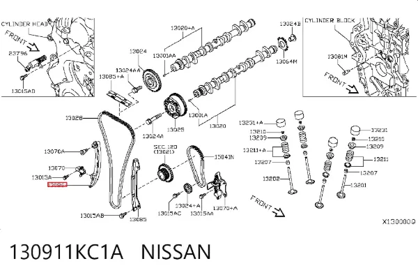 Sapato de reguladora de tensão da cadeia do mecanismo de distribuição de gás 130911KC1A Nissan/Infiniti