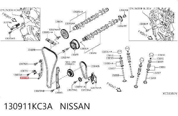 Sapato de reguladora de tensão da cadeia do mecanismo de distribuição de gás 130911KC3A Nissan/Infiniti