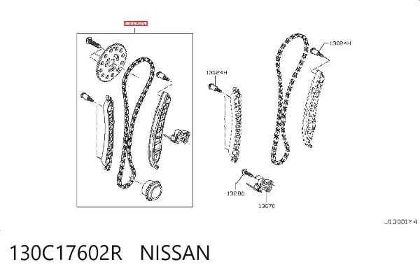 Cadeia do mecanismo de distribuição de gás, kit 130C17602R Nissan/Infiniti
