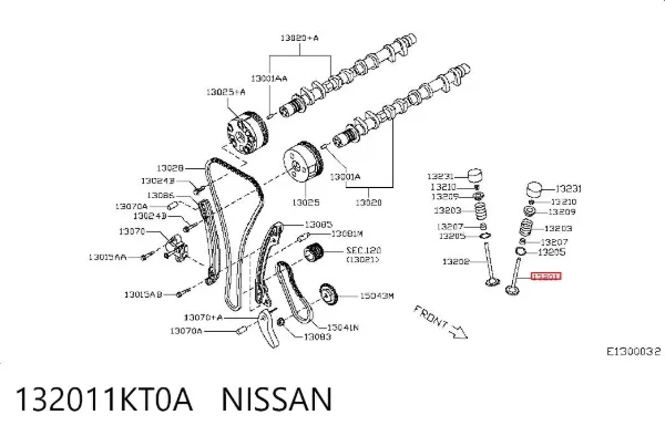 Válvula de admissão 132011KT0A Nissan/Infiniti