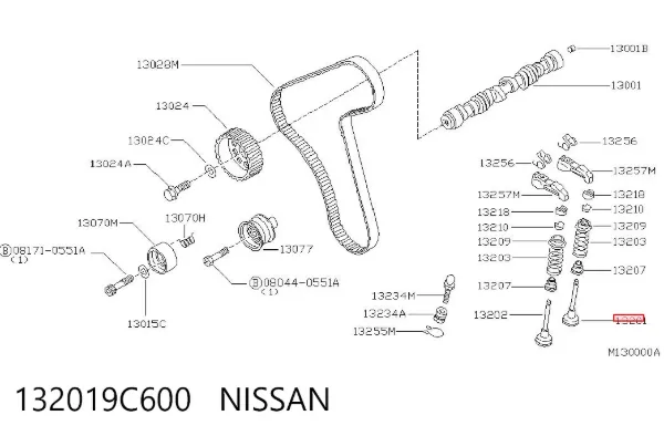 Válvula de admissão 132019C600 Nissan/Infiniti
