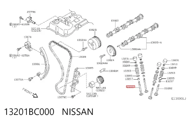 Válvula de admissão 13201BC000 Nissan/Infiniti