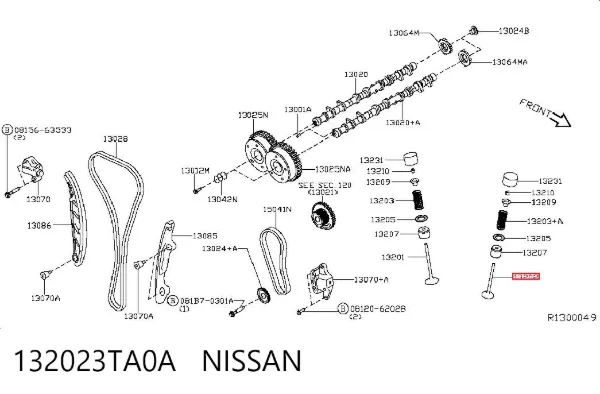 Válvula de escape 132023TA0A Nissan/Infiniti