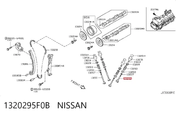Válvula de escape 1320295F0B Nissan/Infiniti