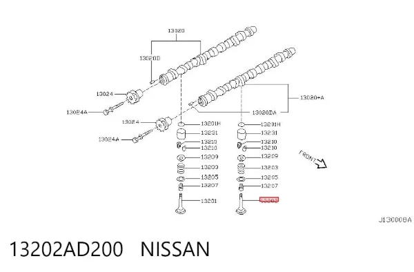 Válvula de escape 13202AD200 Nissan/Infiniti