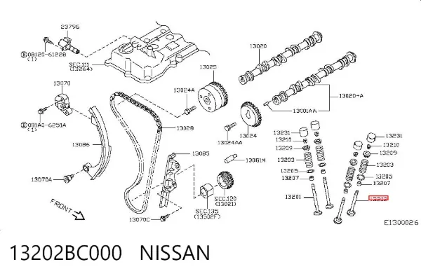 Válvula de escape 13202BC000 Nissan/Infiniti