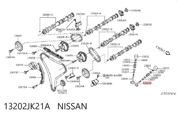 Válvula de escape 13202JK21A Nissan/Infiniti