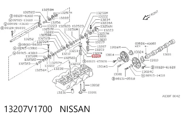 Bucim de válvula (coletor de óleo), admissão/escape 13207V1700 Nissan/Infiniti