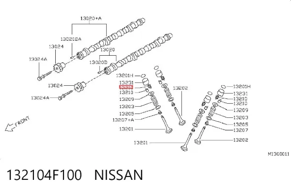 Peça inserida de válvula 132104F100 Nissan/Infiniti