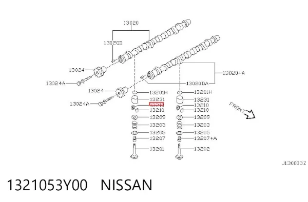 Peça inserida de válvula 1321053Y00 Nissan/Infiniti