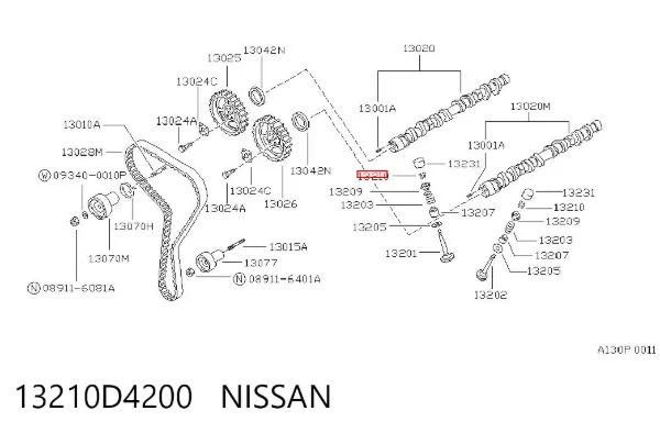 Peça inserida de válvula 13210D4200 Nissan/Infiniti