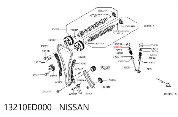 Peça inserida de válvula 13210ED000 Nissan/Infiniti