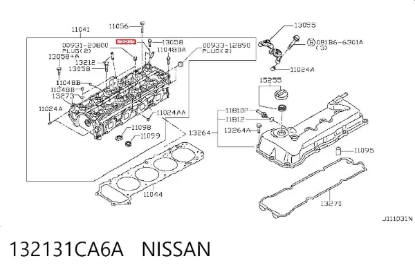 Guia de válvula de escape 132131CA6A Nissan/Infiniti