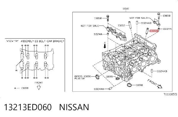 Guia de válvula de escape 13213ED060 Nissan/Infiniti