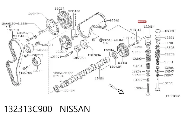 Compensador hidrâulico (empurrador hidrâulico), empurrador de válvulas 132313C900 Nissan/Infiniti