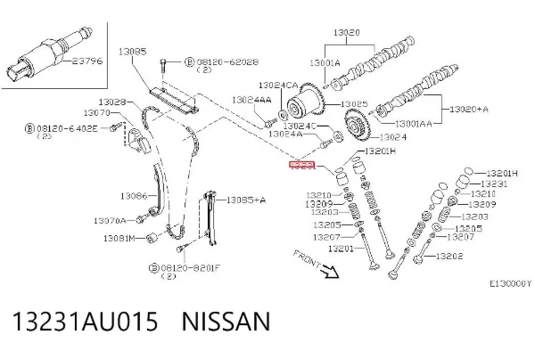 Compensador hidrâulico (empurrador hidrâulico), empurrador de válvulas 13231AU015 Nissan/Infiniti