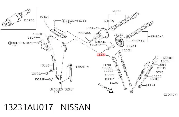 Compensador hidrâulico (empurrador hidrâulico), empurrador de válvulas 13231AU017 Nissan/Infiniti