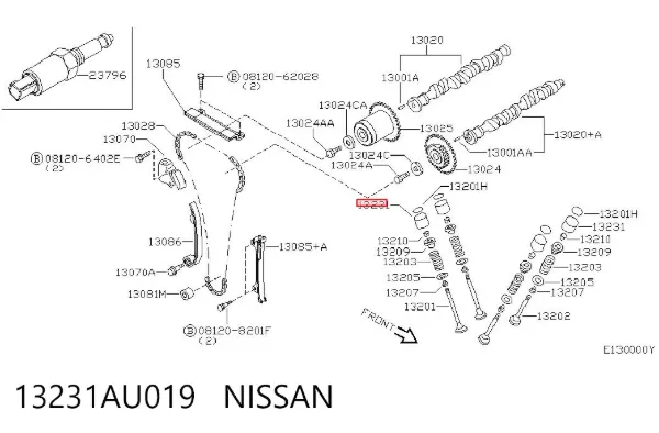 Compensador hidrâulico (empurrador hidrâulico), empurrador de válvulas 13231AU019 Nissan/Infiniti