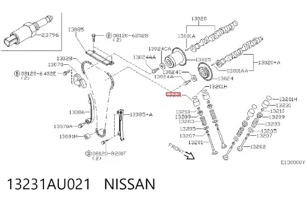 Compensador hidrâulico (empurrador hidrâulico), empurrador de válvulas 13231AU021 Nissan/Infiniti