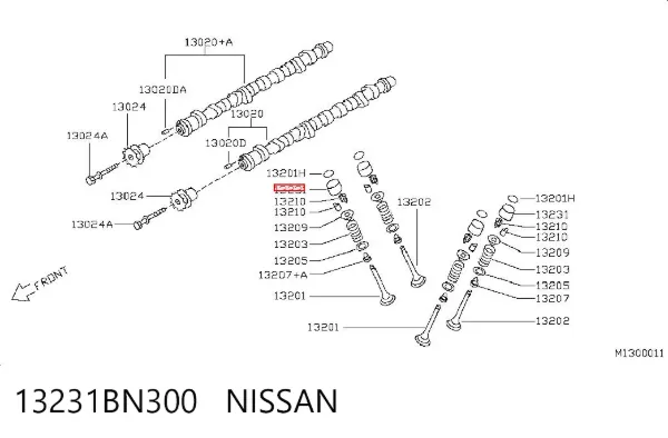 Compensador hidrâulico (empurrador hidrâulico), empurrador de válvulas 13231BN300 Nissan/Infiniti