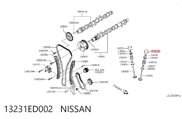 Compensador hidrâulico (empurrador hidrâulico), empurrador de válvulas 13231ED002 Nissan/Infiniti